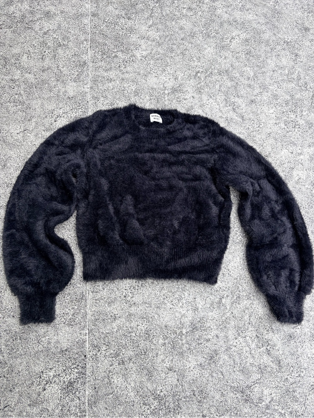 Sunday Best Black Fuzzy Sweater eyelash bell sleeve
